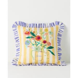 Anthropologie Mother's Day Cotton Embroidered Printed
Floral Pillow